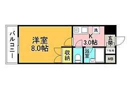 ナカシマビル 1Kの間取図画像