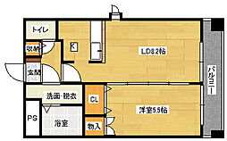 J・grace河原町 1LDKの間取図画像