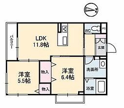 ガーデンコート長束 2LDKの間取図画像