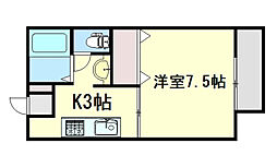 パナソフィー牛田 1Kの間取図画像