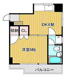 森本ビル 1DKの間取図画像