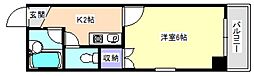 ウエストウッド2 1Kの間取図画像