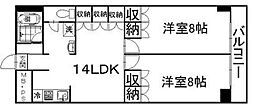 大手町マンション 2LDKの間取図画像