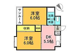 大手町山本ビル 2DKの間取図画像
