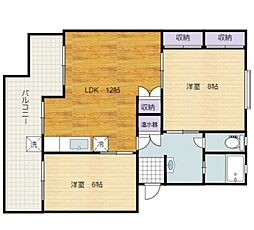 戸坂グリーンハイツ 2LDKの間取図画像