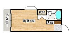 NODACO宇品神田 ワンルームの間取図画像