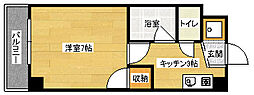 プーテゥジュール5番街 1Kの間取図画像