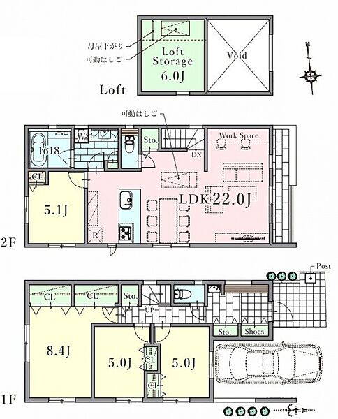 参考プラン　・A区画 4ＬＤＫ＆車庫＆グルニエ　・建物面積 116．92ｍ2(車庫9．76ｍ2含む)　