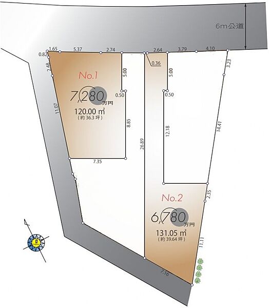 区画図(対象不動産は2区画です)