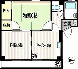 大越マンション 5階2Kの間取り