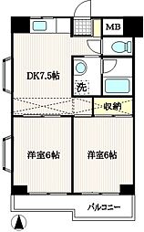 ローゼンハイム 2DKの間取図画像