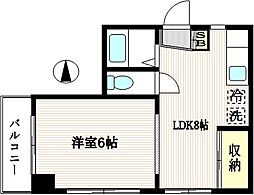 上杉マンション 3階1LDKの間取り