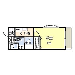 パルハイツ鶴見 1階1Kの間取り