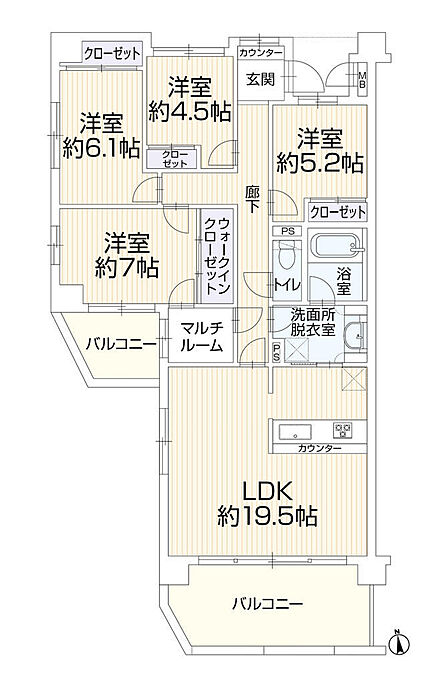 【ファミリー必見】4LDK+WIC+マルチルームの間取り!