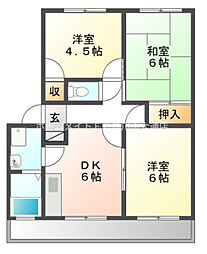 ボ・ヌール 2階3DKの間取り