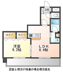 ガーデンハイツ石黒 3階1LDKの間取り