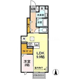D-room大崎 1階1LDKの間取り