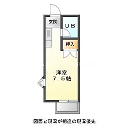 キャッスルハイムＡ 2階ワンルームの間取り