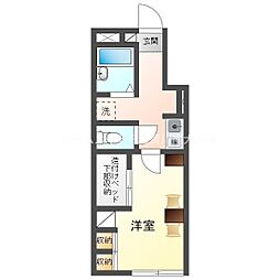 レオパレスシャルム出口B 1階1Kの間取り