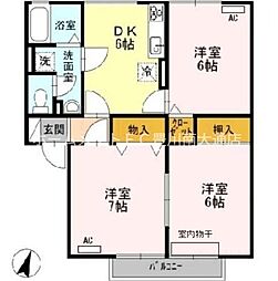 ヴィラロワイヤル参番館 3DKの間取図画像