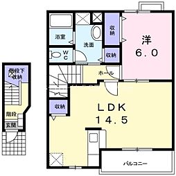 ファミール・山道 2階1LDKの間取り