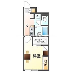 レオパレスディアコートＢ 1階1Kの間取り