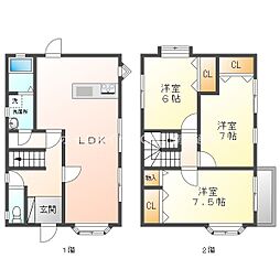 新城石田戸建て 1階3LDKの間取り