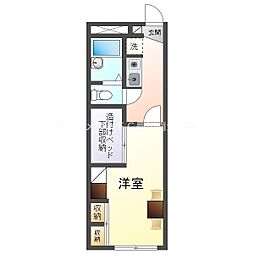 レオパレスティアラ 2階1Kの間取り