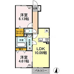 オアシス東豊　Ｃ棟 1階2LDKの間取り