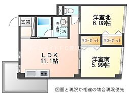 石黒本館ビル 4階2LDKの間取り
