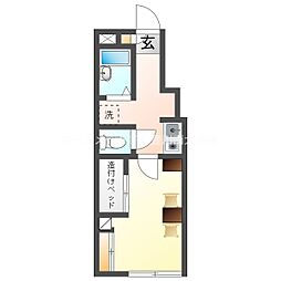 レオパレスシャルム出口A 1階1Kの間取り