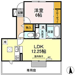 グレイスコートＢ 1階1LDKの間取り
