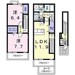 フィオーレ 2階2LDKの間取り