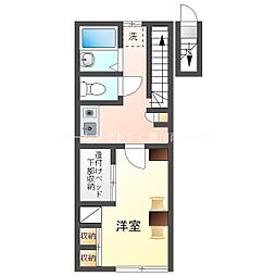 レオパレス喜楽来 2階1Kの間取り