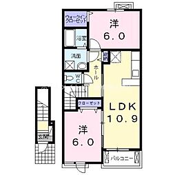 ストロベリーハウスI 2階2LDKの間取り