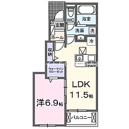 ル・ソレイユ六光寺 1LDKの間取図画像