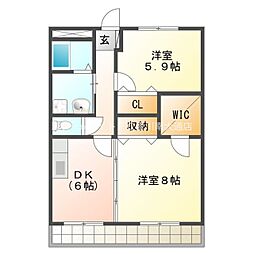 ブロードタウン大崎B 2DKの間取図画像