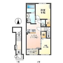 西塚町2丁目新築アパート(仮 2LDKの間取図画像