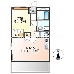 ハイツルミナス2 1LDKの間取図画像