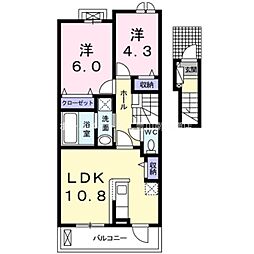 ライツェント・ローゼ 2LDKの間取図画像