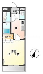 グラシアス蔵子 1Kの間取図画像