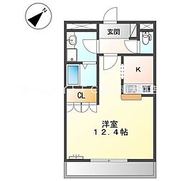 ヒーリングパレス 1Kの間取図画像