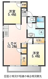 プロヴァンス美園 2LDKの間取図画像