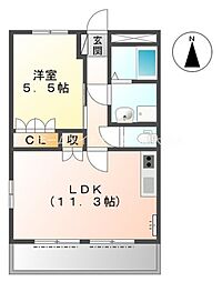 ハイツルミナス1 1LDKの間取図画像