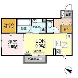 カーサ・ソラーレ 1LDKの間取図画像