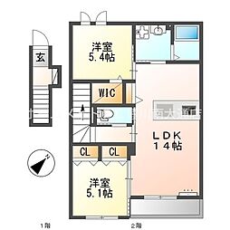 月のテラス 2LDKの間取図画像