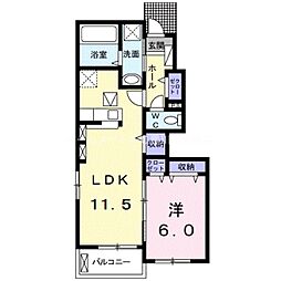 グリーンアレイA 1LDKの間取図画像