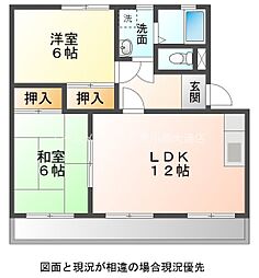 グレイス上野B 2LDKの間取図画像