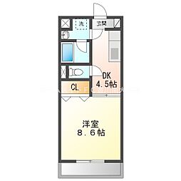 エクシード御油 1DKの間取図画像