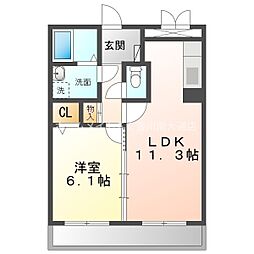 桜ケ丘LUCKHILL 1LDKの間取図画像